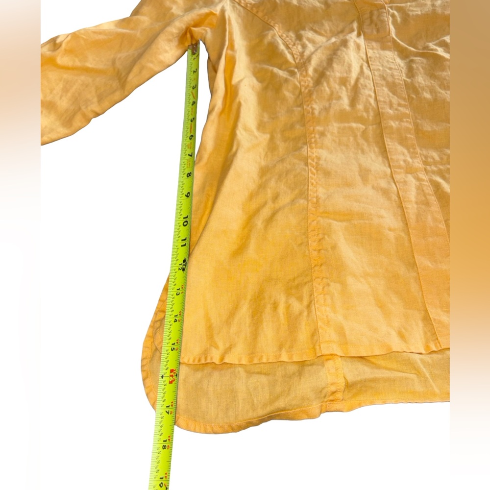 Coldwater Creek 100% Linen Tunic Top Yellow Petite Small PS Pocket Lightweight - Picture 5 of 12